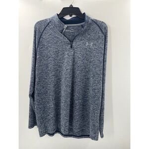 Under Armour Mens HeatGear 1/4 Zip Pullover Blue Heather Space Dye Large L 1499